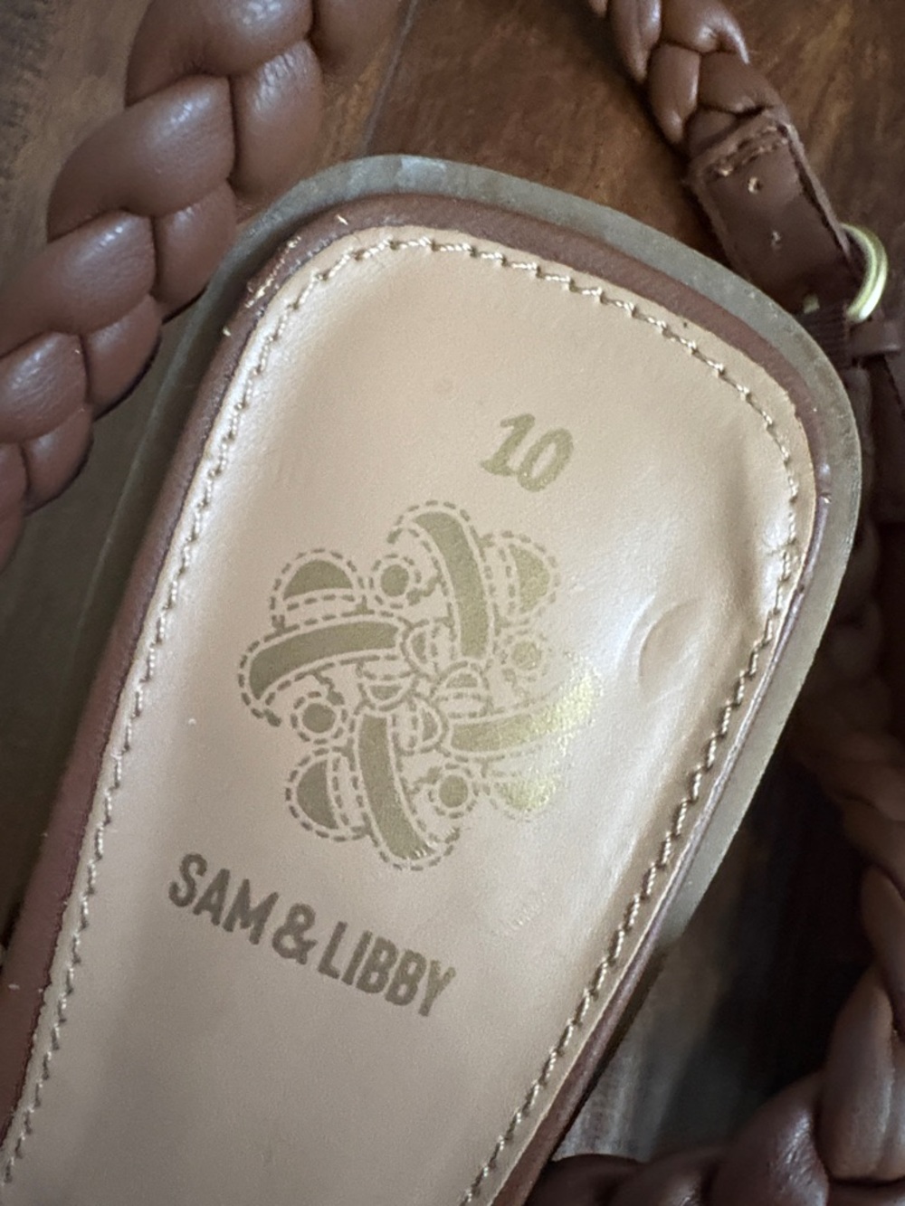 Sam & Libby Brown Braided Ankle Wrap Block Heel Sandals - Picture 5 of 9